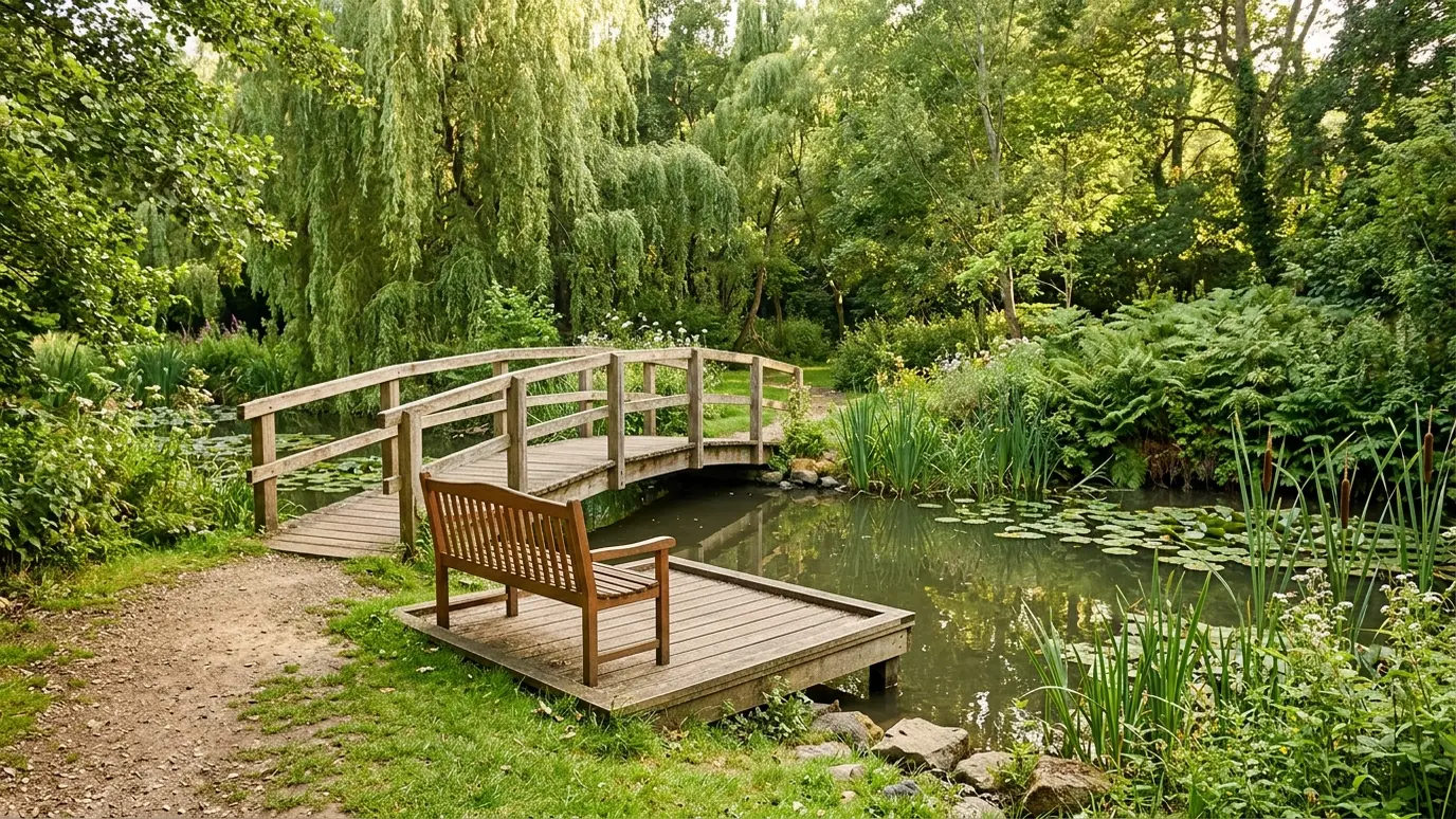 Decks, Bridges and Seating at Ponds | Music City Water Features Decks, Bridges and Seating at Ponds in Nashville and Middle Tennessee